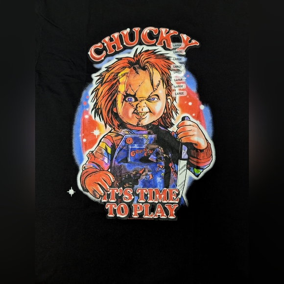 NWT Mens Large Mad Engine Black T-shirt - Chucky It's Time To Play - Picture 4 of 6